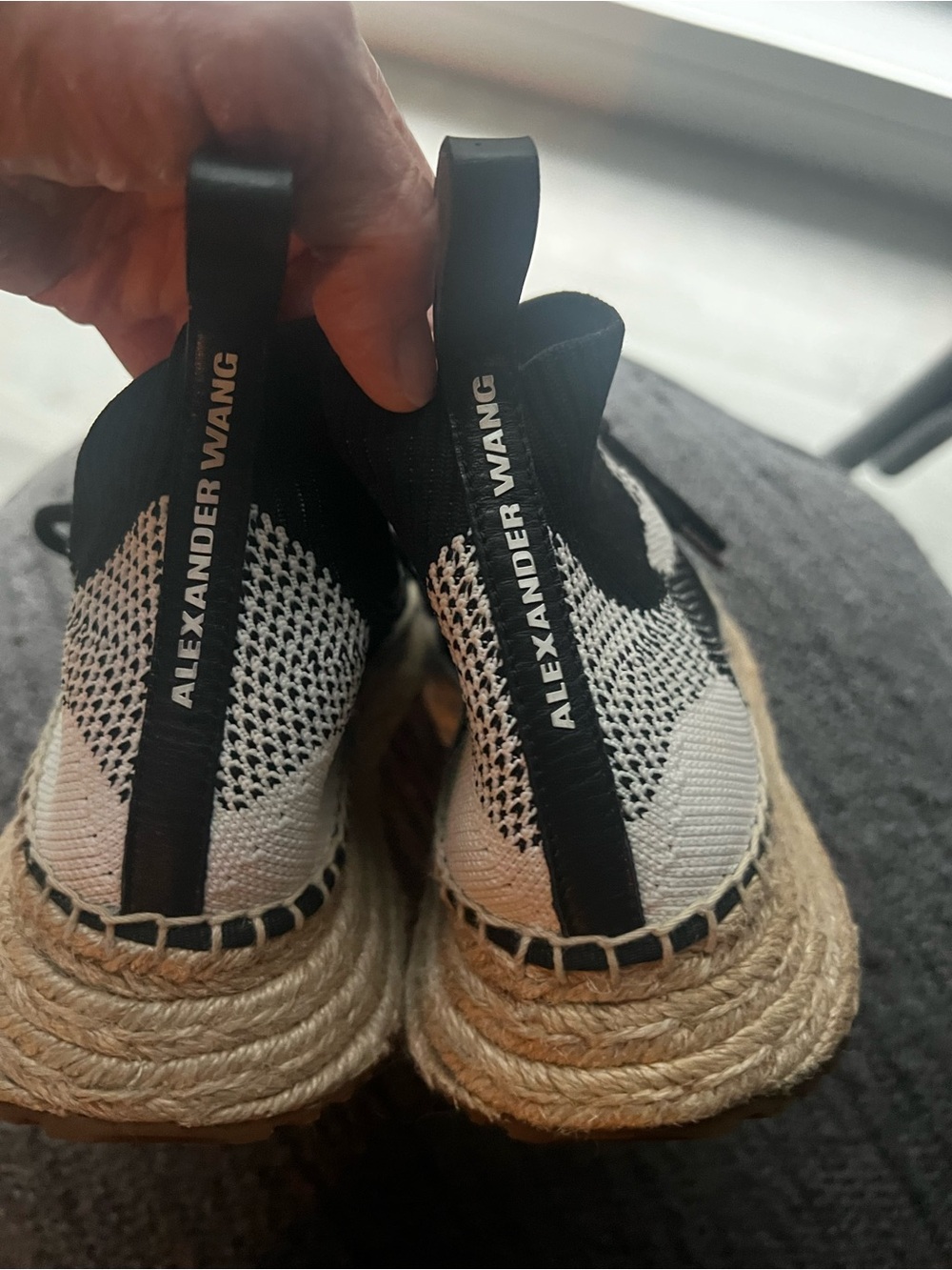 Alexander Wang Black And White Knit Espadrille Ankle Boots View 3